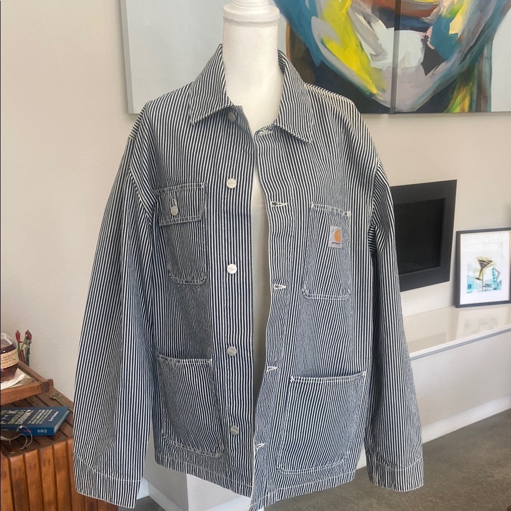 Carhartt Black and White Lightweight Shirt Jacket Oversized Fit